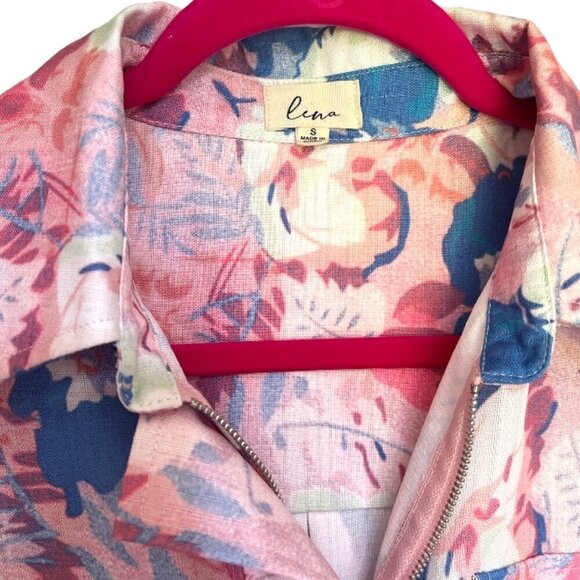 Lena Romper Jumpsuit Floral Print Pockets & Belted Zip Front Cuffed Ankles Small - Picture 7 of 9